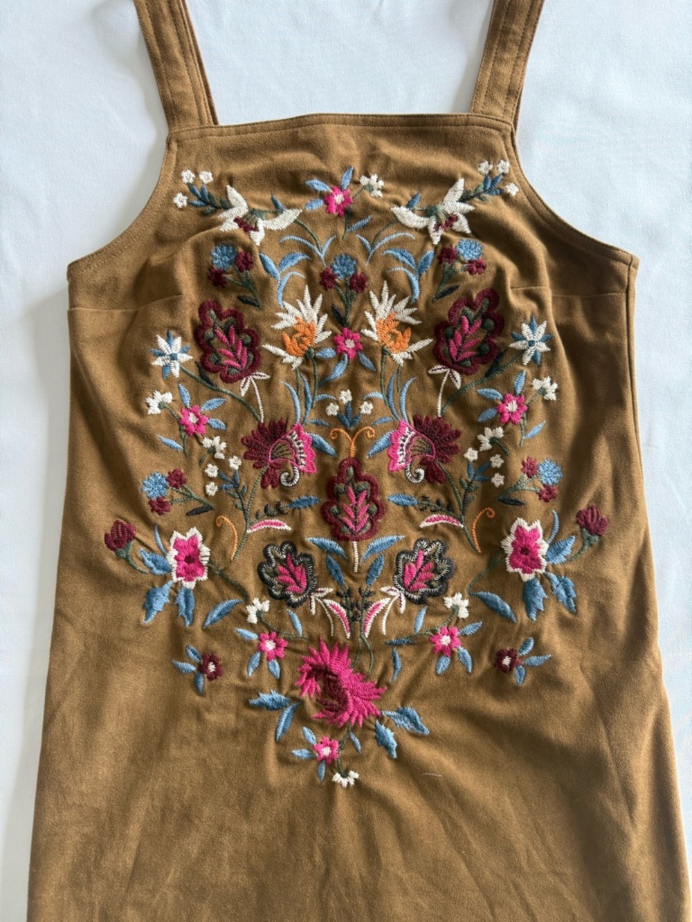 Abercrombie & Fitch Brown Floral Embroidered Faux Suede Dress - Picture 4 of 10